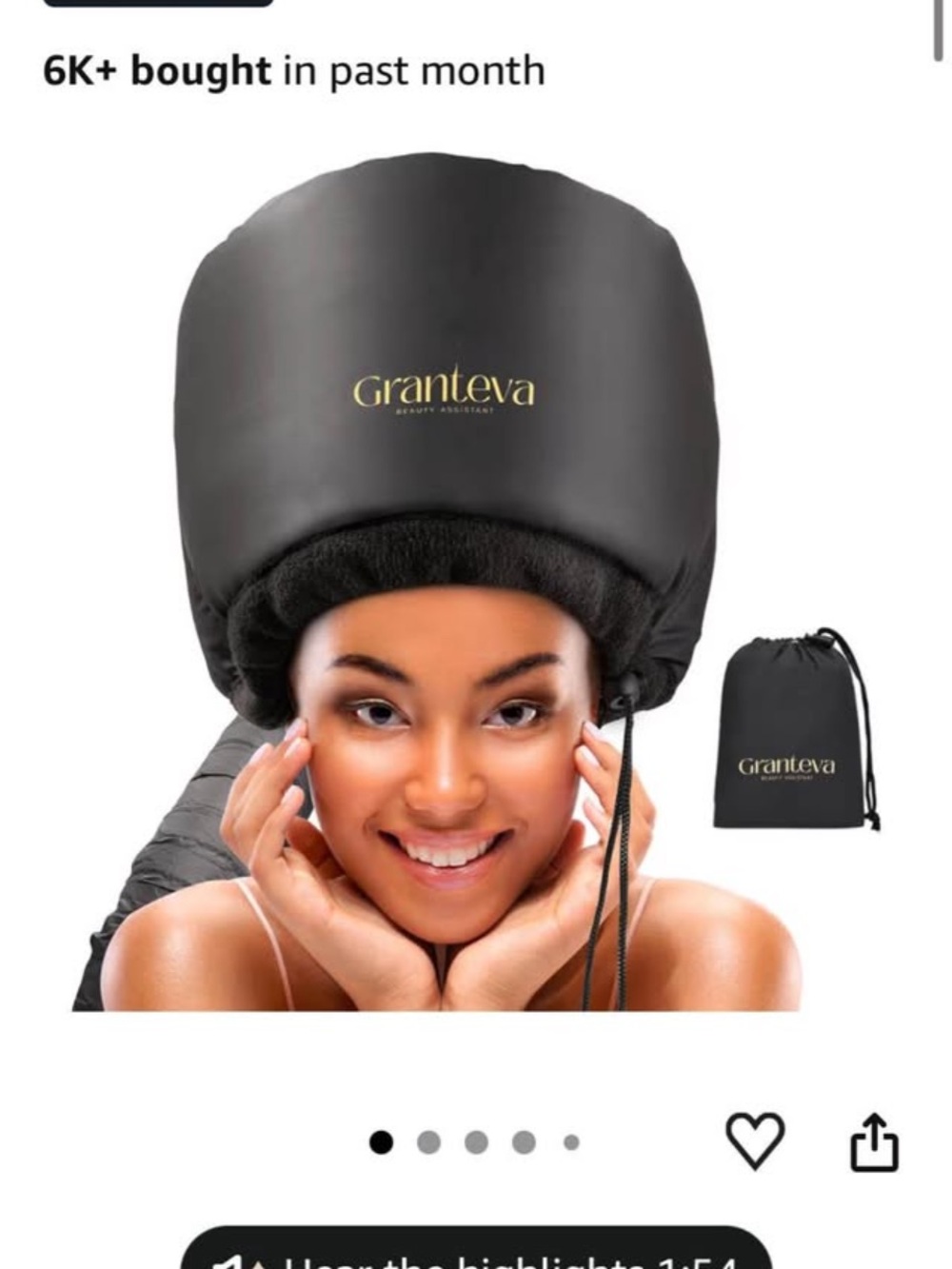 Black Portable Heat Hair Cap with Storage Pouch